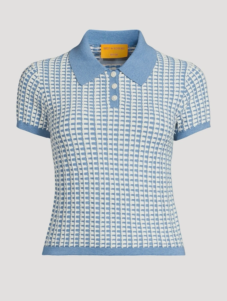 Gingham Jacquard Shrunken Polo Shirt