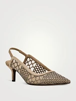 City Mesh Suede Slingback Pumps