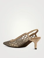 City Mesh Suede Slingback Pumps