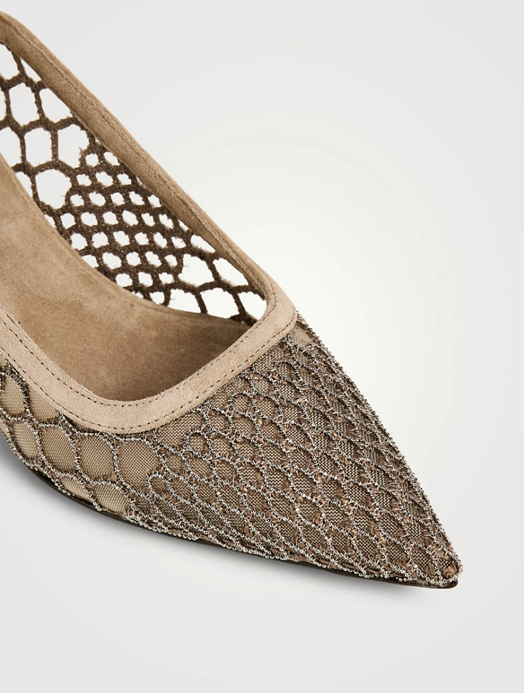 City Mesh Suede Slingback Pumps