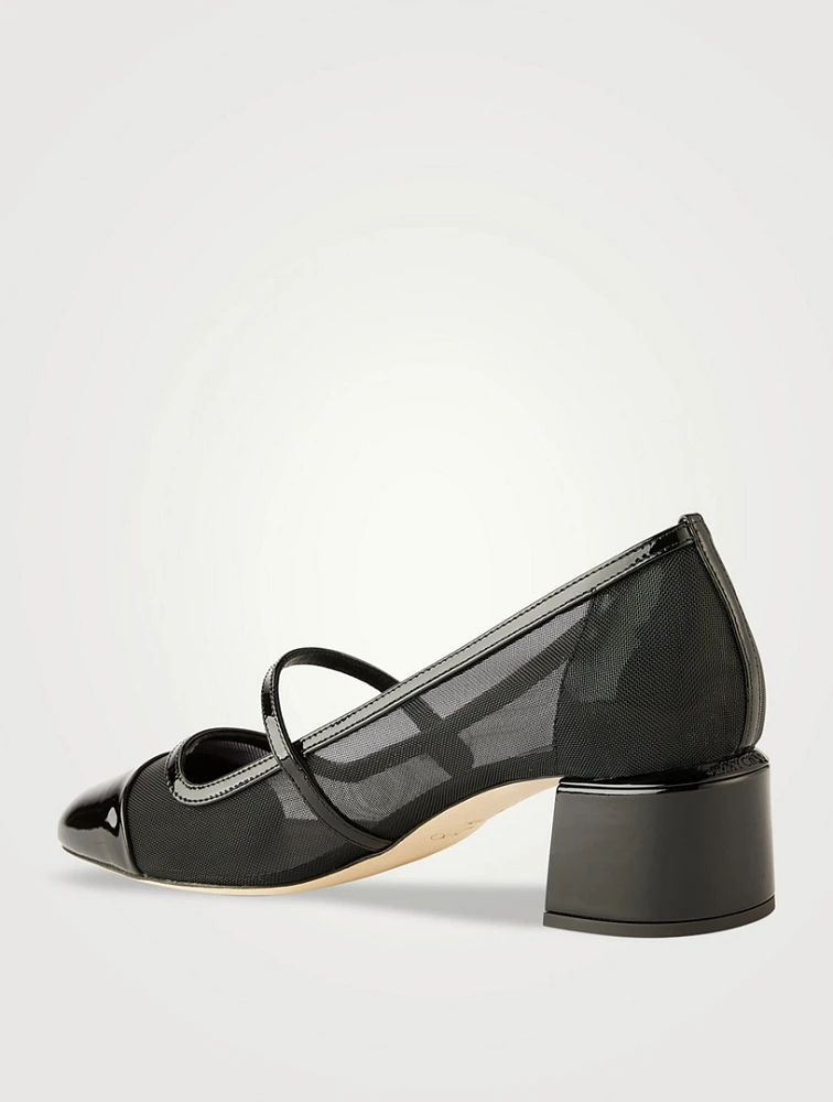 Elisa Leather And Mesh Mary Jane Pumps