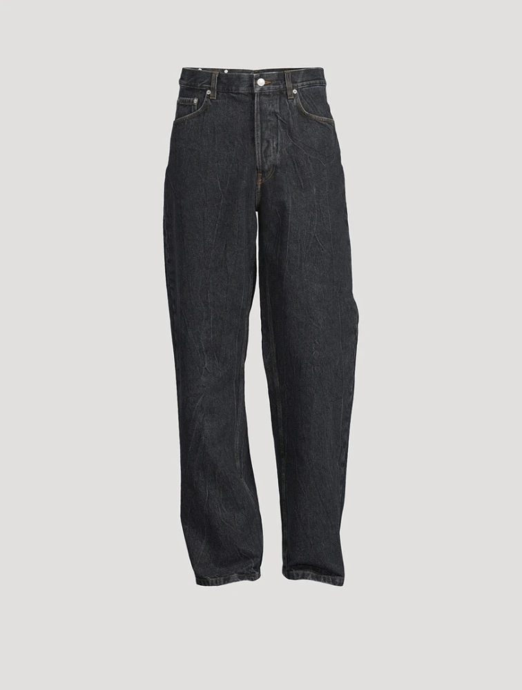 Marble Wash Straight-Leg Jeans