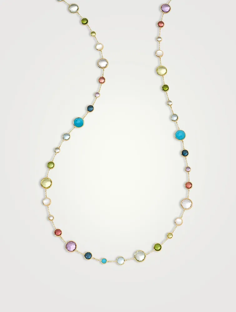 Long Lollitini 18K Gold Necklace With Gemstones