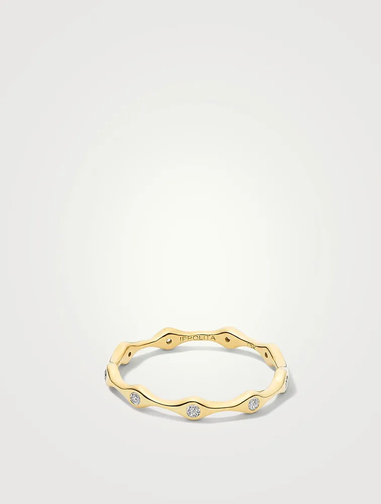 Stardust 18K Gold Nine-Station Skinny Band Ring With Diamonds