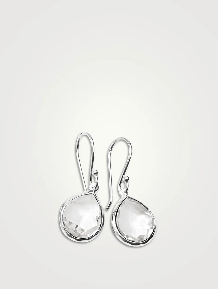 Mini Rock Candy Sterling Silver Teardrop Earrings With Rock Crystal