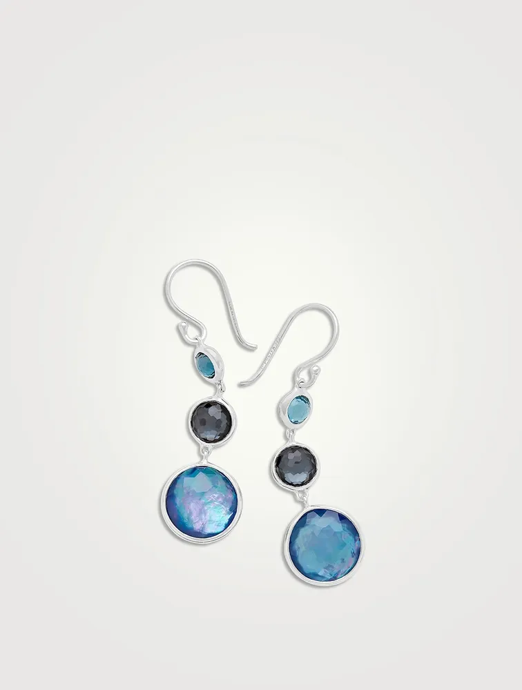 Lollitini Sterling Silver Three-Stone Drop Earrings