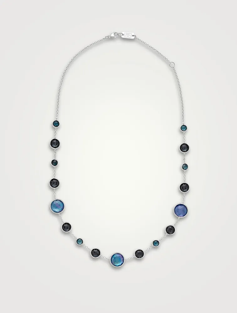 Short Lollitini Sterling Silver Necklace With Gemstones