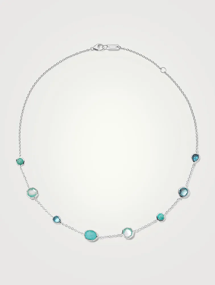Mini Rock Candy Sterling Silver Station Necklace With Gemstones