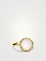 Small Lollipop 18K Gold Mother-Of-Pearl And Rock Crystal Ring With Diamonds