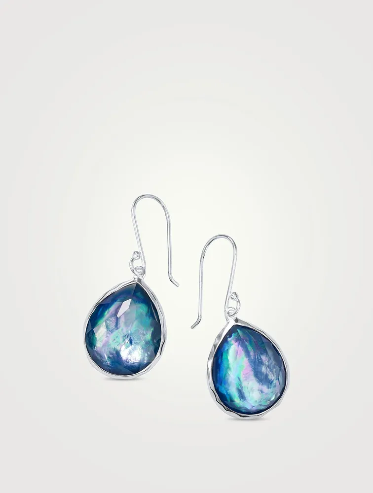 Small Rock Candy Sterling Silver Teardrop Earrings With Triplet
