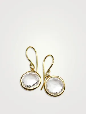 Small Lollipop 18K Gold  Single Drop Earrings With Clear Quartz