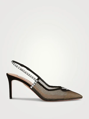 Forbidden Love Crystal Mesh Slingback Pumps
