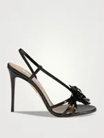 Paris Rose Snakeskin-Embossed Leather Sandals