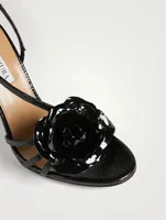Paris Rose Snakeskin-Embossed Leather Sandals