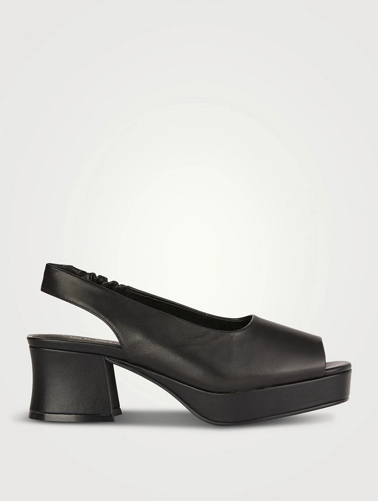 Extendo Leather Platform Slingback Pumps
