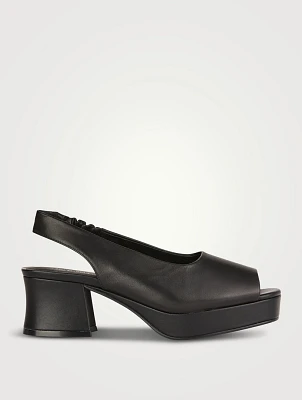 Extendo Leather Platform Slingback Pumps