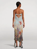 Ruffled Chiffon Maxi Dress Floral Print