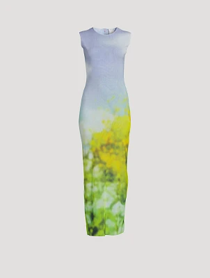Column Dress Blurred Print