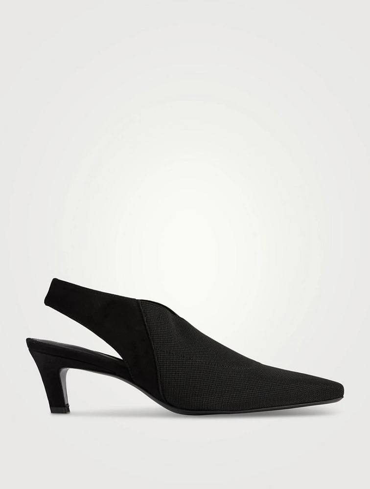 The Mid-Heel Elastic Slingback Pumps