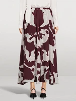 Crepe De Chine Midi Skirt Metamorphos Gryphon Print