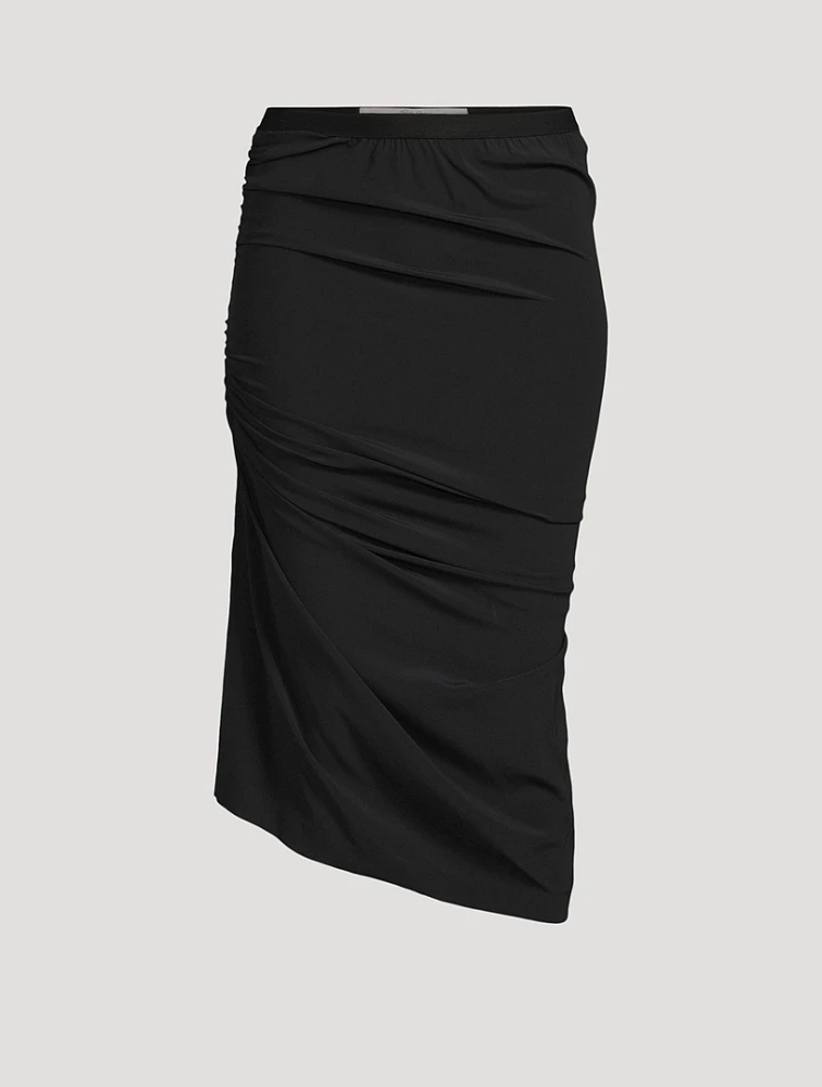 Shrimp Silk-Blend Midi Skirt
