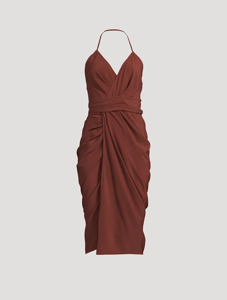Laura Cocoon Crepe Halter Dress
