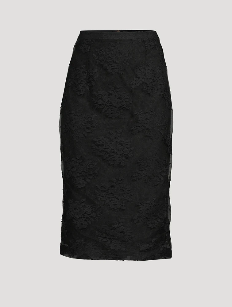 Floral Lace Pencil Skirt