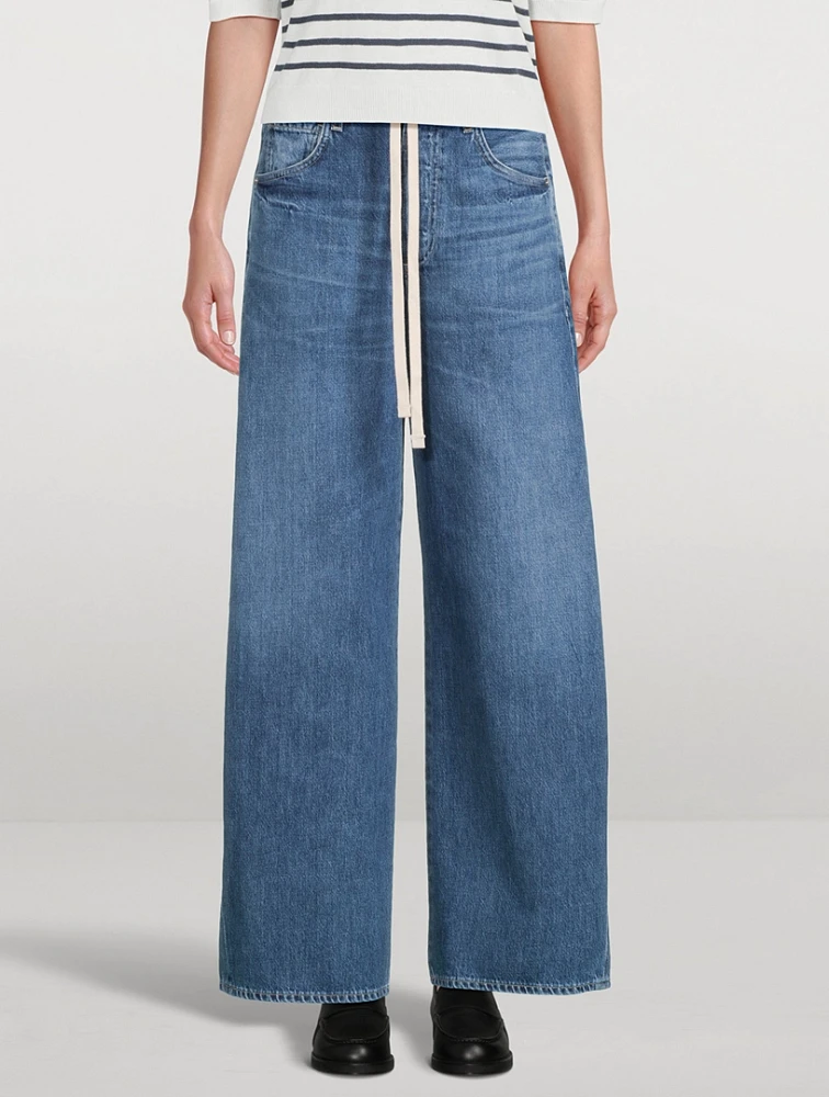 Brynn Drawstring Wide-Leg Jeans