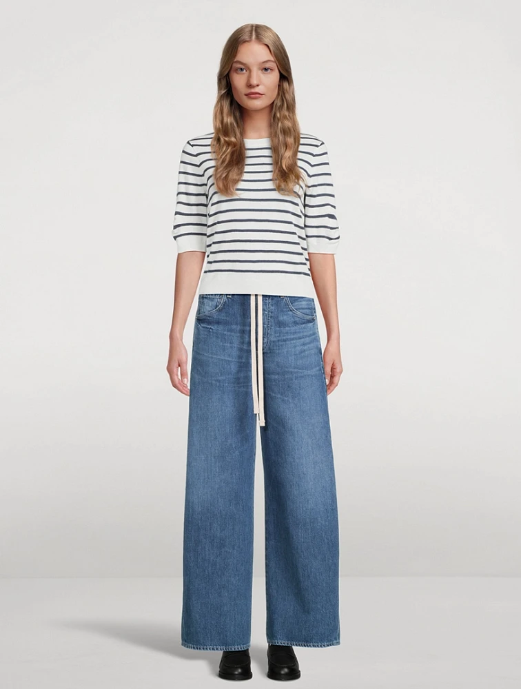 Brynn Drawstring Wide-Leg Jeans