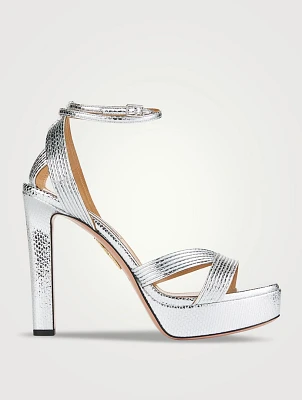 Ari Snakeskin-Embossed Metallic Platform Sandals