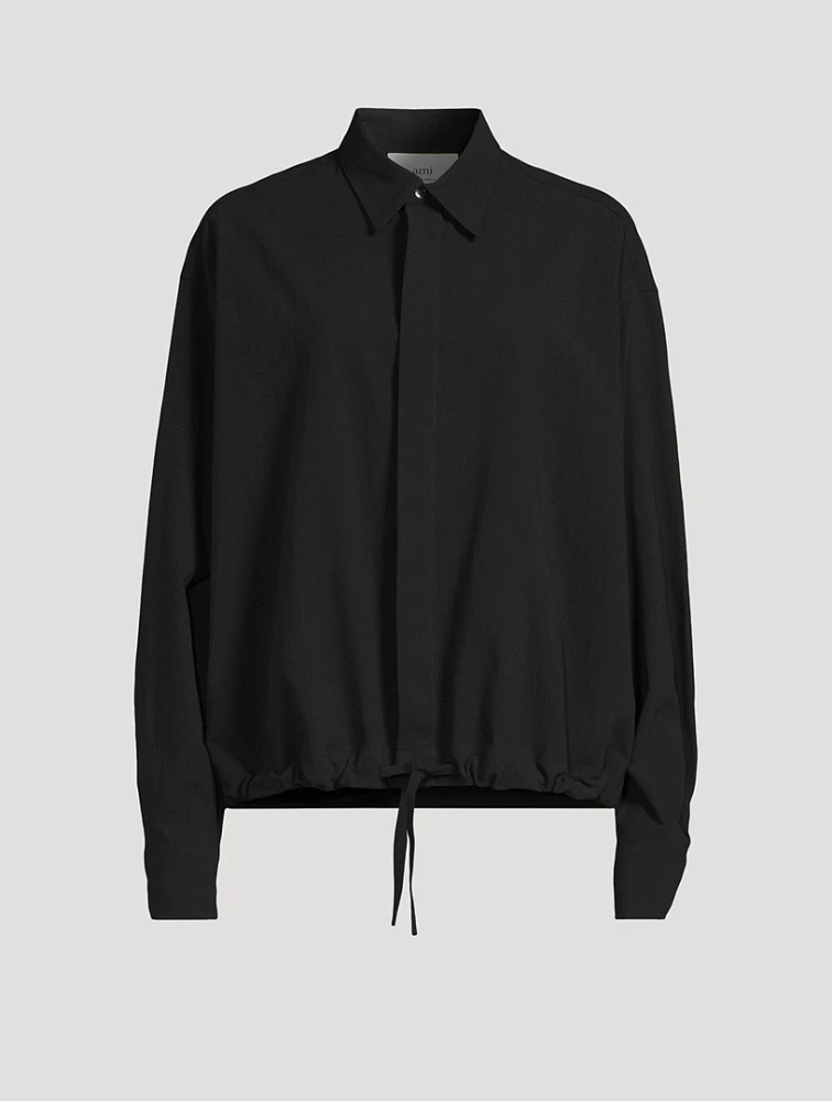 Cotton Crêpe Drawstring Shirt