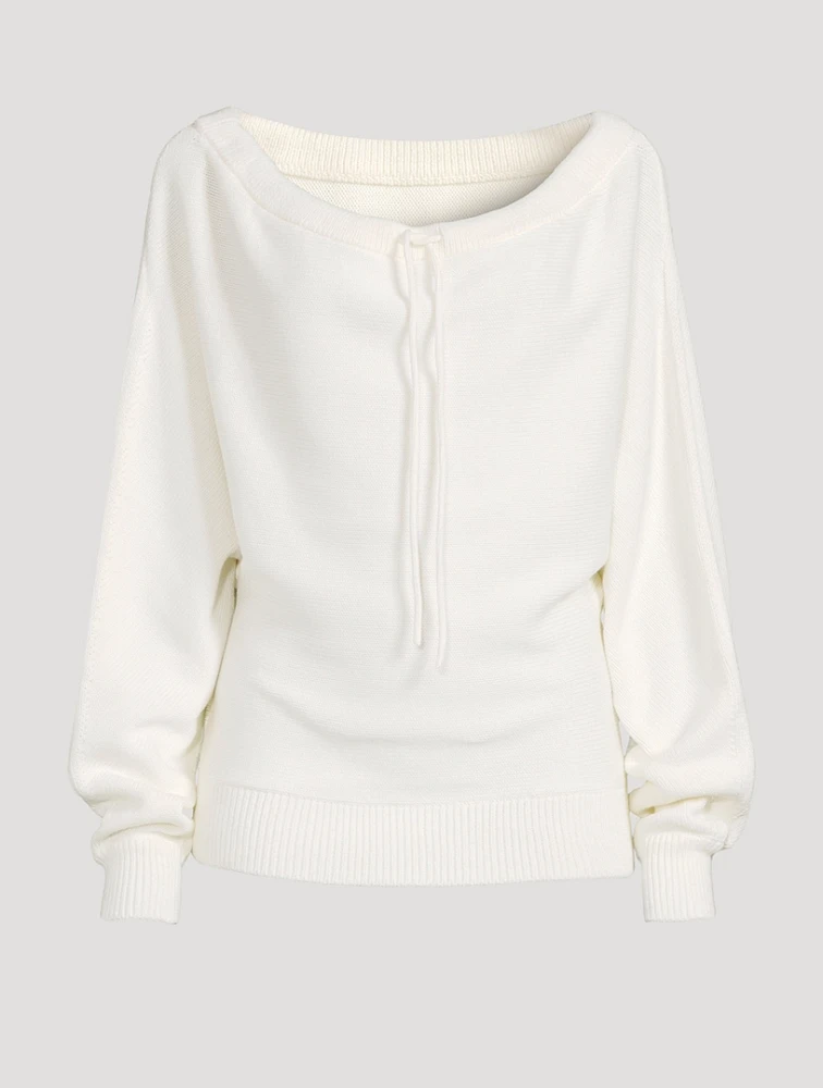 Ruched Dolman-Sleeve Sweater