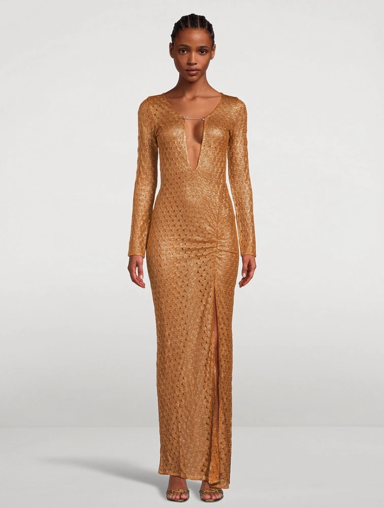 Metallic Ruched Cover-Up