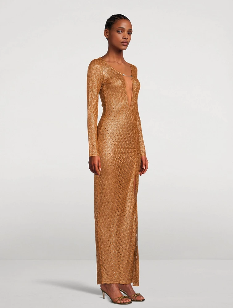 Metallic Ruched Cover-Up