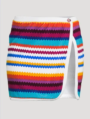 Terry Wrap Mini Skirt Zig Zag Print
