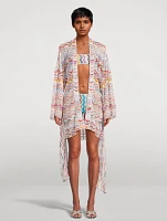 Belted Lurex Cover-Up Zig Zag Print