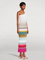 Stripe Jacquard One-Shoulder Cover-Up