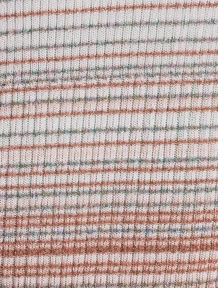 Stripe Jacquard One-Shoulder Cover-Up