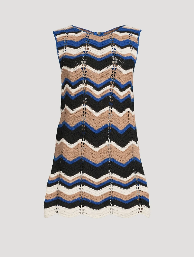 Juni Cotton Crochet Sleeveless Mini Dress