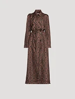 Renwicks Silk Belted Trench Coat Swirl Print