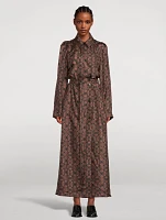 Renwicks Silk Belted Trench Coat Swirl Print