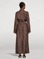 Renwicks Silk Belted Trench Coat Swirl Print
