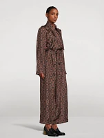 Renwicks Silk Belted Trench Coat Swirl Print