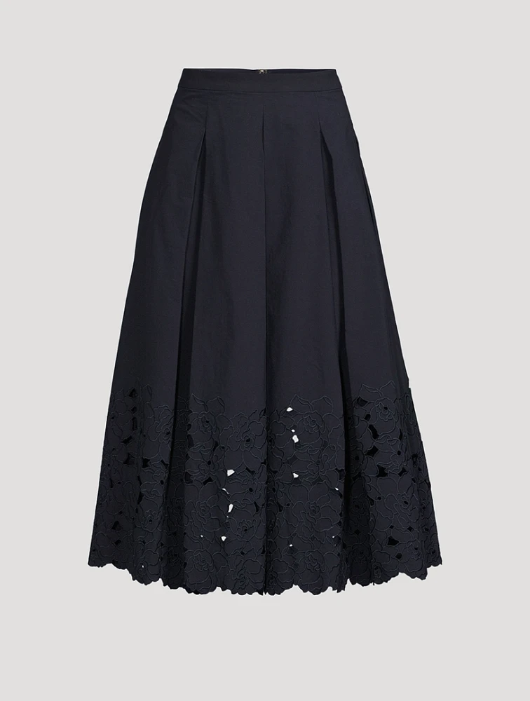 Eyelet Midi Skirt
