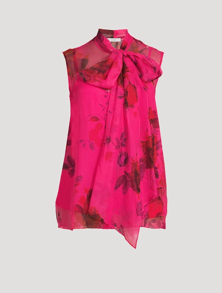 Tie-Neck Blouse Cavendish Rose Print