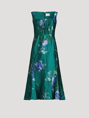 Satin Midi Dress Cavendish Rose Print