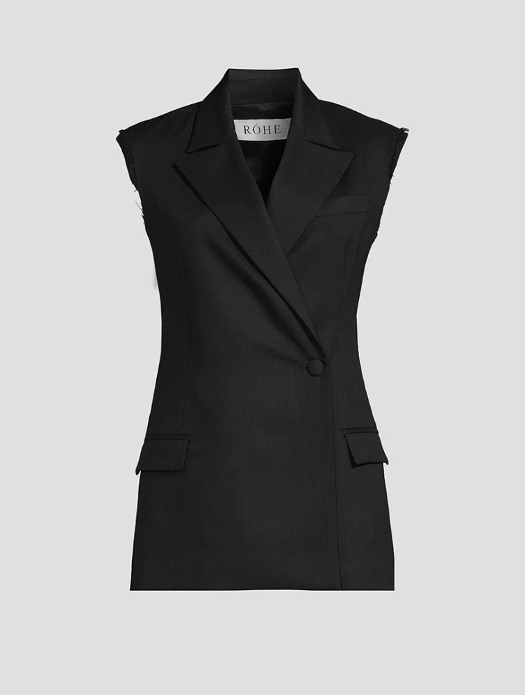 Sleeveless Wool Blazer