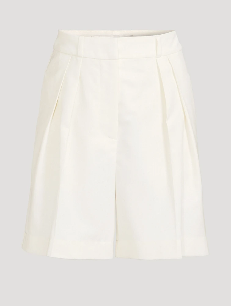 Wide-Leg Wool Shorts