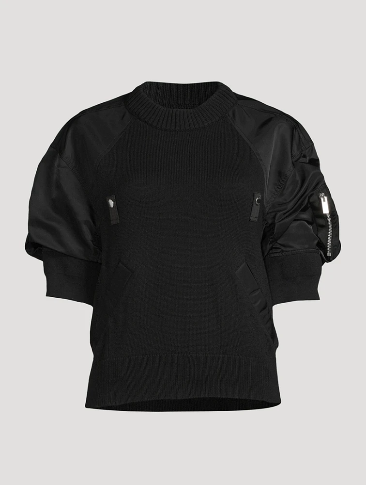 Nylon Twill Mix Sweater