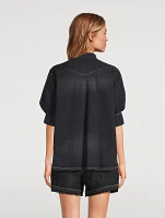 Layered Denim Pullover Top